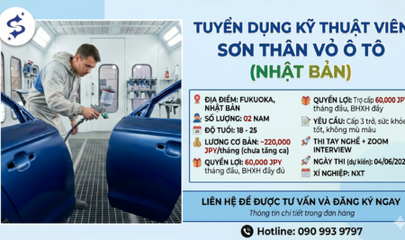 [TUYỂN DỤNG] XUẤT KHẨU LAO ĐỘNG NHẬT BẢN – NGÀNH SƠN THÂN VỎ Ô TÔ