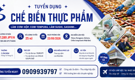 🇯🇵 TUYỂN DỤNG ĐƠN HÀNG CHẾ BIẾN THỰC PHẨM TẠI NHẬT BẢN